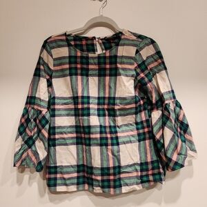 J. Crew Multicolor Plaid Blouse
